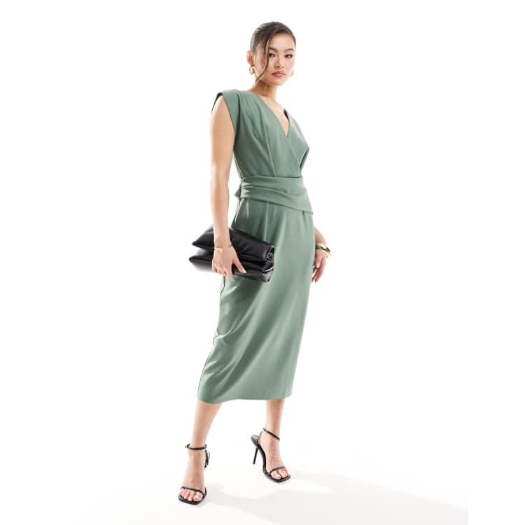 green emerald velvet dress Loose fit short wrap jersey dress