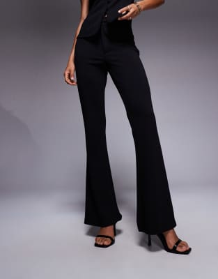 Asos Design Jersey Twill Slim Flare Pants In Black