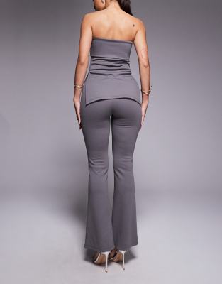 Asos Design Jersey Twill Slim Flare Pants In Gray