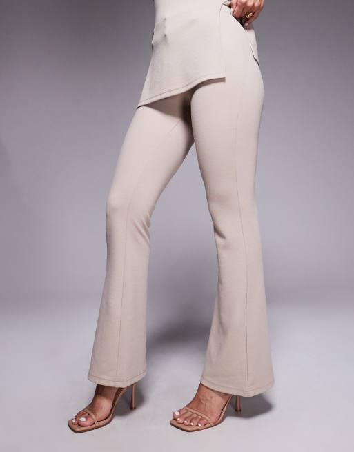 ASOS DESIGN jersey twill slim flare pants in stone (part of a set), 4 of 5