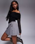 [ASOS DESIGN] ASOS DESIGN jersey twill tie side skort in grey L Grey