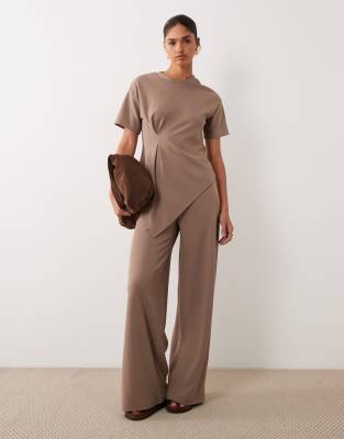 ASOS DESIGN jersey twill trousers co-ord with in stone