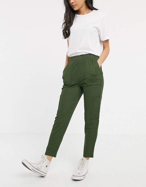 ASOS DESIGN jersey twill utility peg with woven pockets