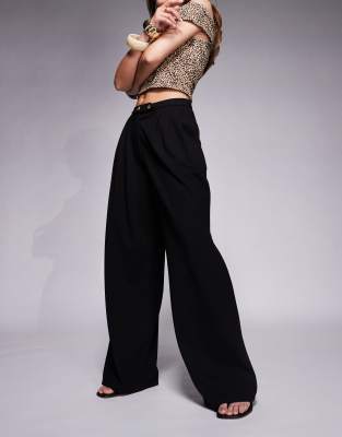 Shop Asos Design Jersey Twill Wide Leg Pants