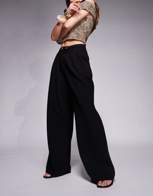 ASOS DESIGN jersey twill wide leg pants in black