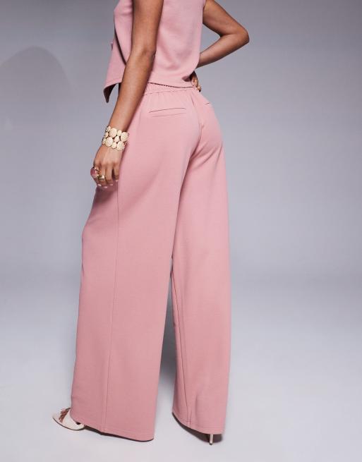 ASOS DESIGN jersey twill wide leg pants in pink - part of a set, 4 of 5