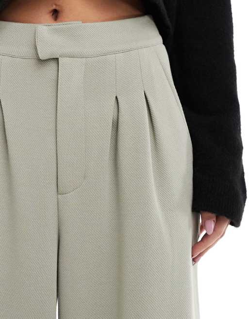 ASOS DESIGN jersey twill wide leg pants in sage