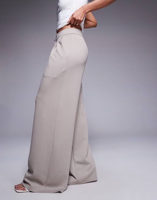 ASOS DESIGN jersey twill wide leg pants in stone