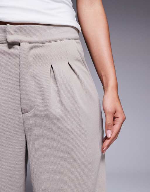 ASOS DESIGN jersey twill wide leg pants in stone