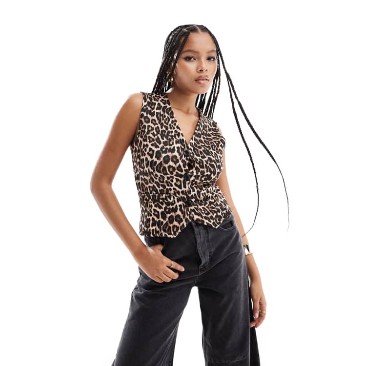ASOS DESIGN jersey vest in leopard print | ASOS