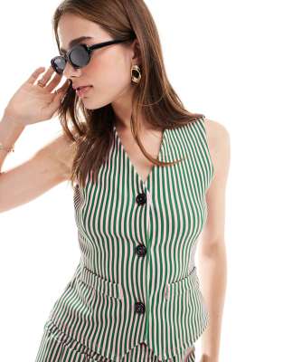Asos Design Jersey Vest In Pink Stripe - Part Of A Set-multi