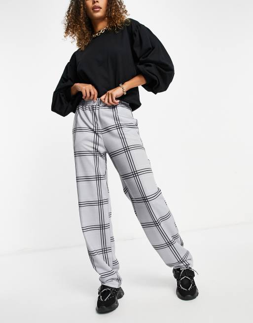 ASOS DESIGN jersey WFH sweatpants in gray grid check