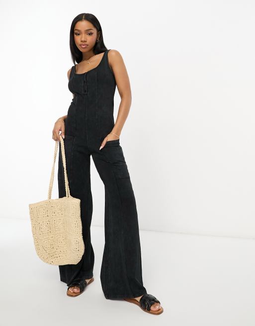 Jersey jumpsuit wide store leg