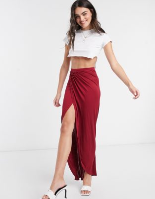 burgundy maxi skirt