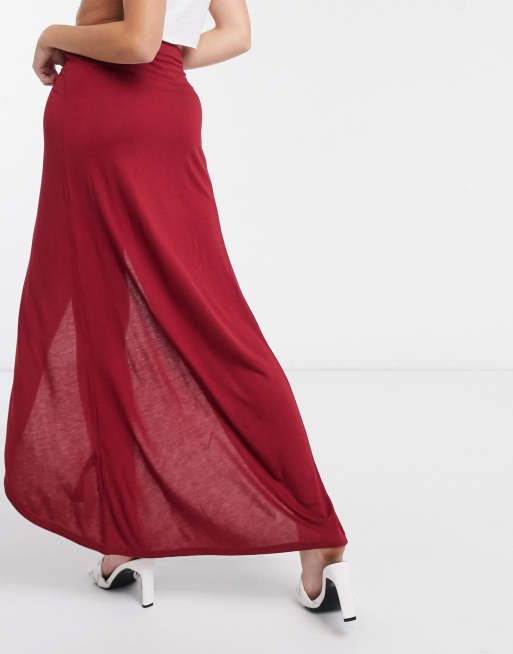 Burgundy wrap 2025 maxi skirt