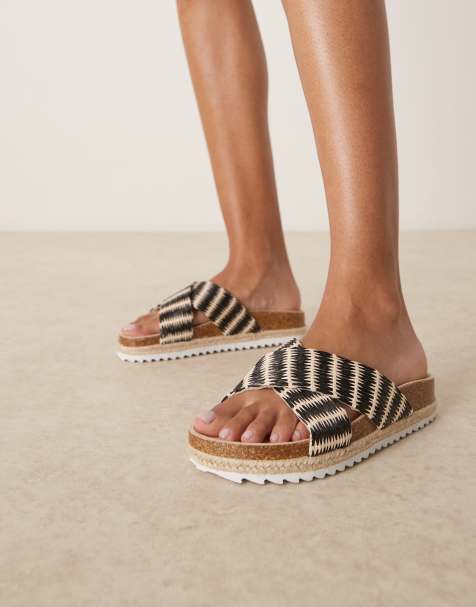 ASOS DESIGN - Jessica - Espadrille-sandalen met gekruiste banden in naturel gestreept - view 1