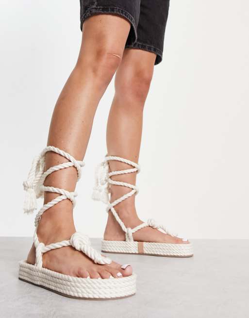 ASOS DESIGN Jetsetter premium rope tie espadrilles in natural ASOS