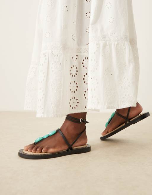 ASOS DESIGN - Jewel - Sorte espadrille-sandaler med blå marmorsten, 4 af 4