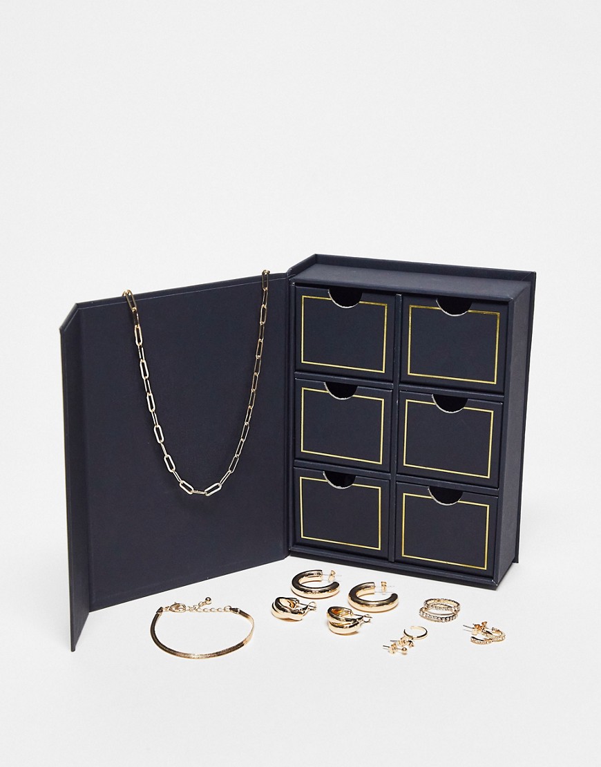 ASOS DESIGN jewelry gift set with gift box-Gold