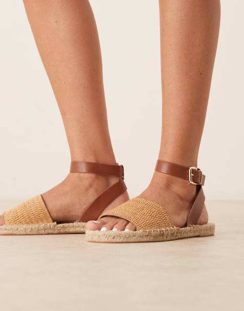 ASOS DESIGN - Jilly - Espadrillesandalen in lichtbruin/raffia mix - view 1