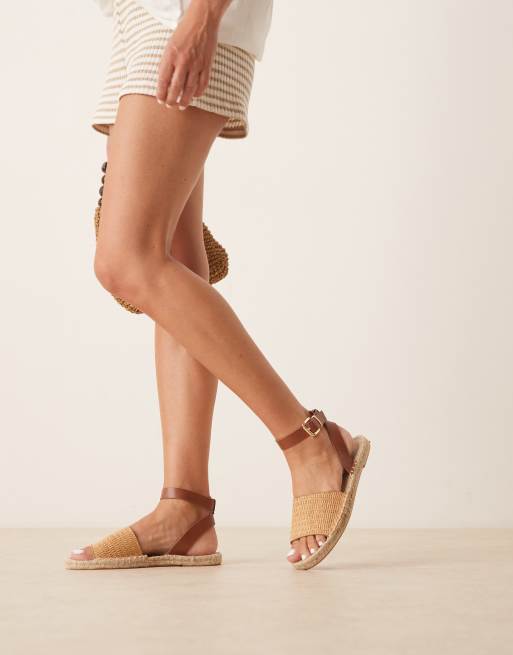 ASOS DESIGN - Jilly - Espadrillesandalen in lichtbruin/raffia mix, 2 van 4