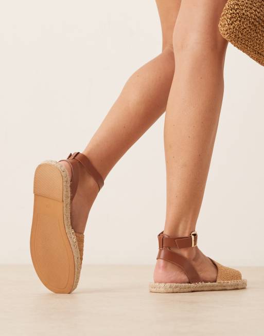 ASOS DESIGN - Jilly - Espadrillesandalen in lichtbruin/raffia mix, 4 van 4