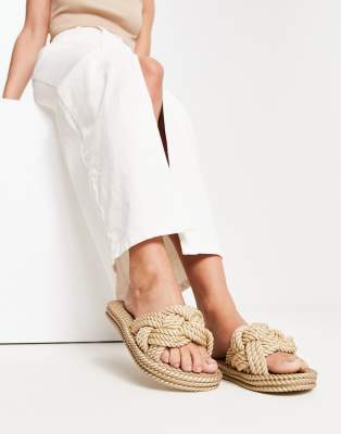 ASOS DESIGN Jelly rope tie espadrilles sandals in beige