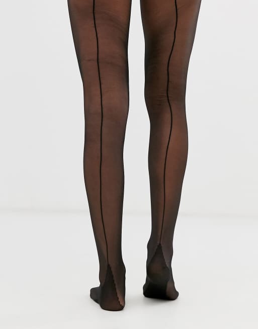 ASOS DESIGN – Jive – Svarta tights med sömmar baktill