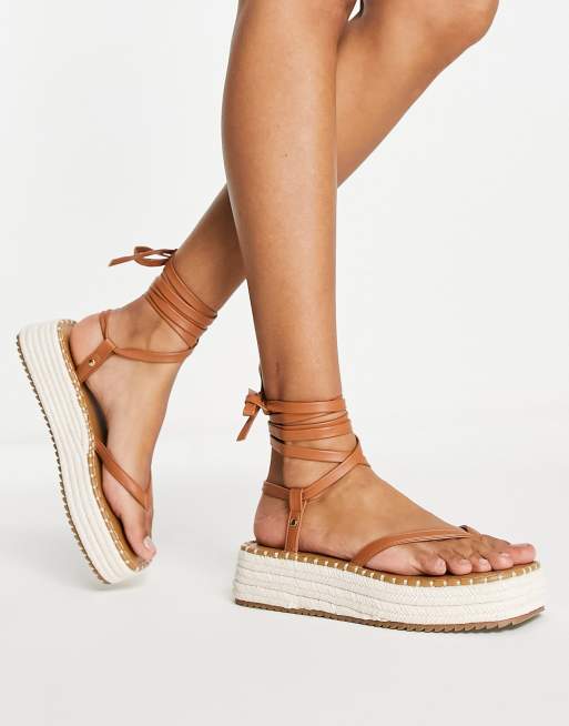 ASOS DESIGN - Joanna - Espadrilles met plateauzool in bruin