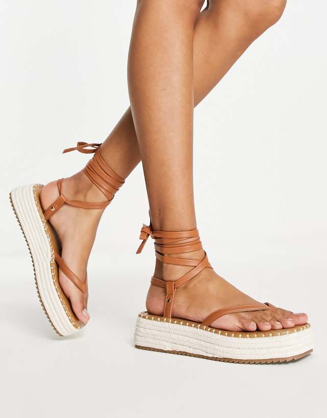 ASOS DESIGN Joanna flatform espadrilles in tan