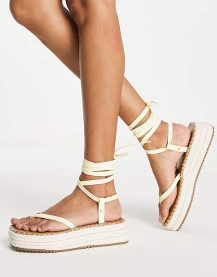 ASOS DESIGN Joanna flatform espadrilles in yellow - ASOS Price Checker