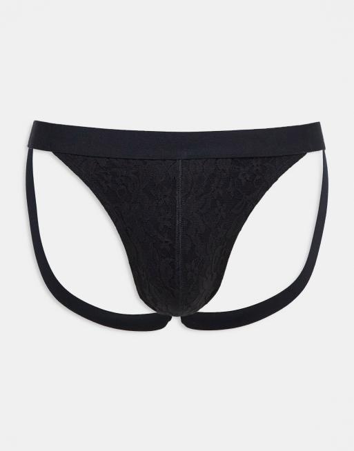 ASOS DESIGN jock in black lace