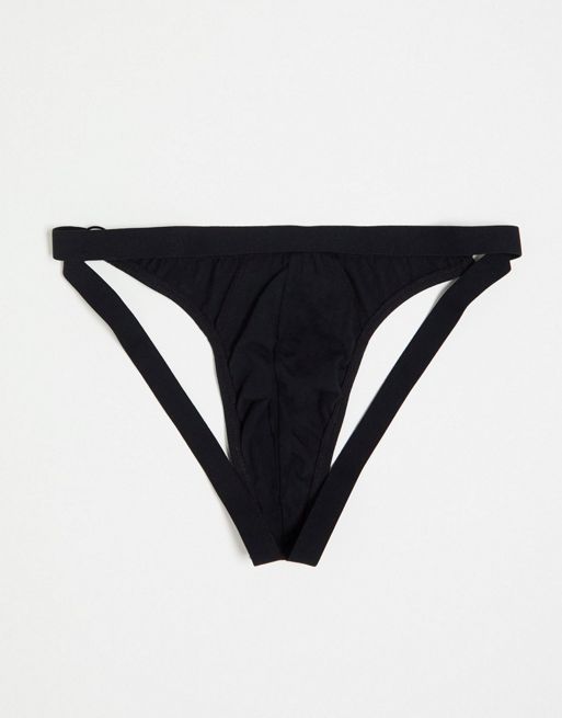 Calvin Klein 3-pack jockstraps with colored waistband in black