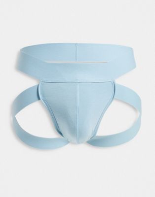 ASOS DESIGN jock strap in blue with double straps