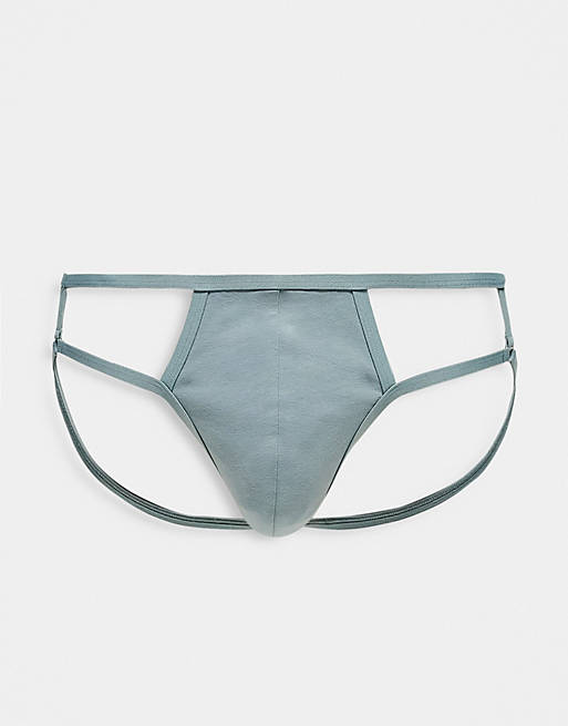 ASOS DESIGN jock strap in grey with cut outs and ring detail | ASOS
