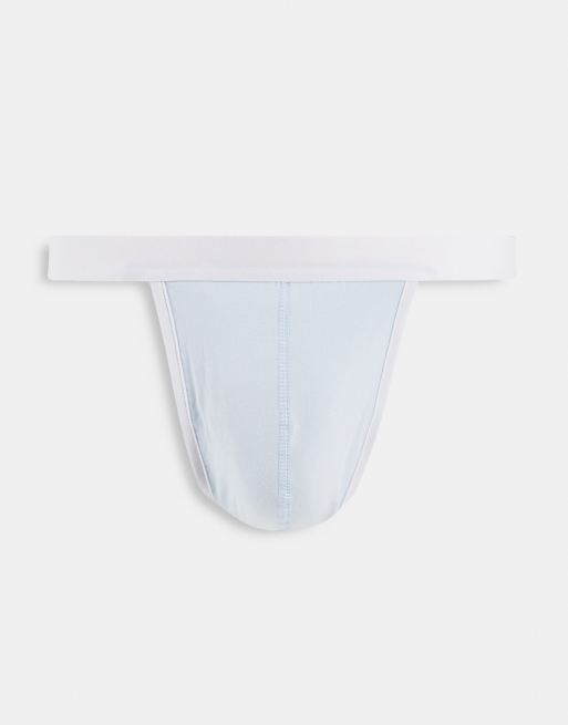 ASOS DESIGN - Jock strap in pastelblauw met contrasterende tailleband