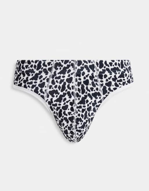 Asos Design Jock Strap In Velour Cow Print Asos 4961