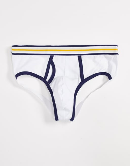 ASOS DESIGN jock strap in white & navy ASOS