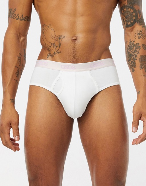 ASOS DESIGN Jock strap in white organic cotton with dusty pink branded waistband