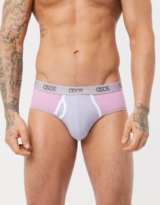 ASOS DESIGN jock strap with purple and blue cut and sew panels