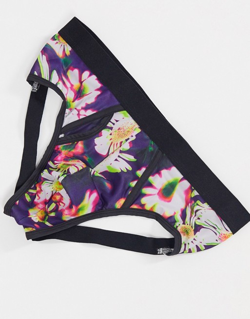 ASOS DESIGN jock strap with warped floral print