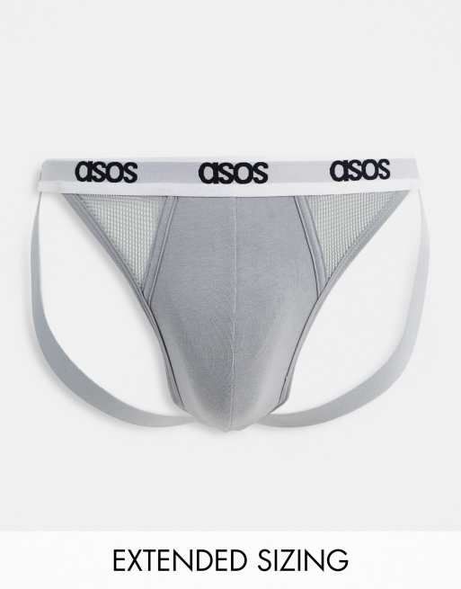 ASOS DESIGN - Jockstrap i grå mesh med udskæringer