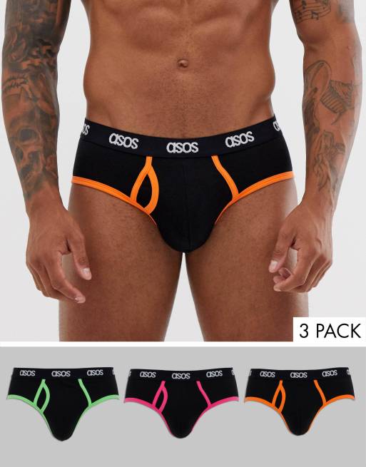 ASOS DESIGN – Jockstraps im 3er-Pack mit Kontrasteinfassung in Neon und Logobund, Rabatt