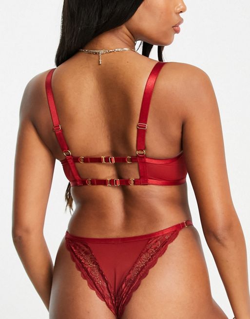 ASOS DESIGN Jodie lace and sliders underwire bra in red