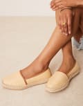 [ASOS DESIGN] ASOS DESIGN Joey closed toe espadrilles in natural raffia-Neutral 35 Natural
