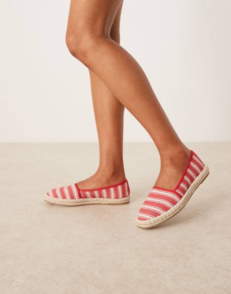 ASOS DESIGN Joey closed toe espadrilles in red stripe - view 1