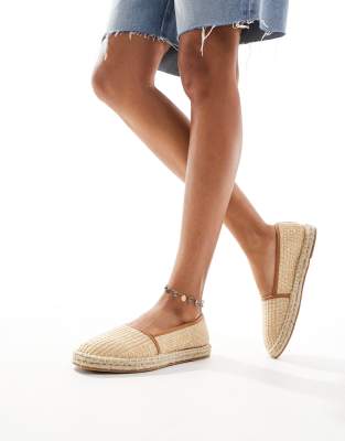 ASOS DESIGN - Joey - Espadrilles aus Raffia in Natur mit geschlossener Zehenpartie-Neutral