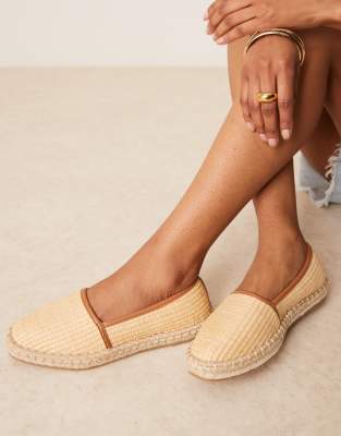 ASOS DESIGN - Joey - Espadrilles aus Raffia in Natur mit geschlossener Zehenpartie-Neutral
