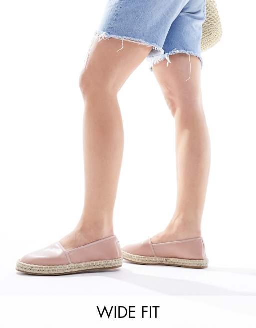 ASOS DESIGN - Joey - Espadrilles met dichte neus en brede pasvorm in lichtroze