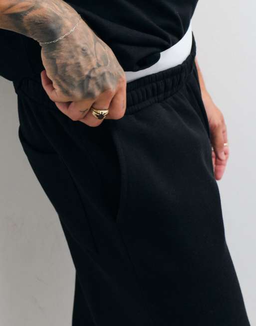 ASOS DESIGN jogger a gamba ampia con doppia fascia in vita nero, 4 di 5